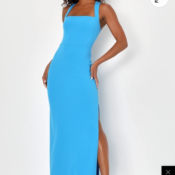 Lulus Glamorous Dedication Blue Sleeveless Column Maxi Dress - Size M - Picture 2 of 5